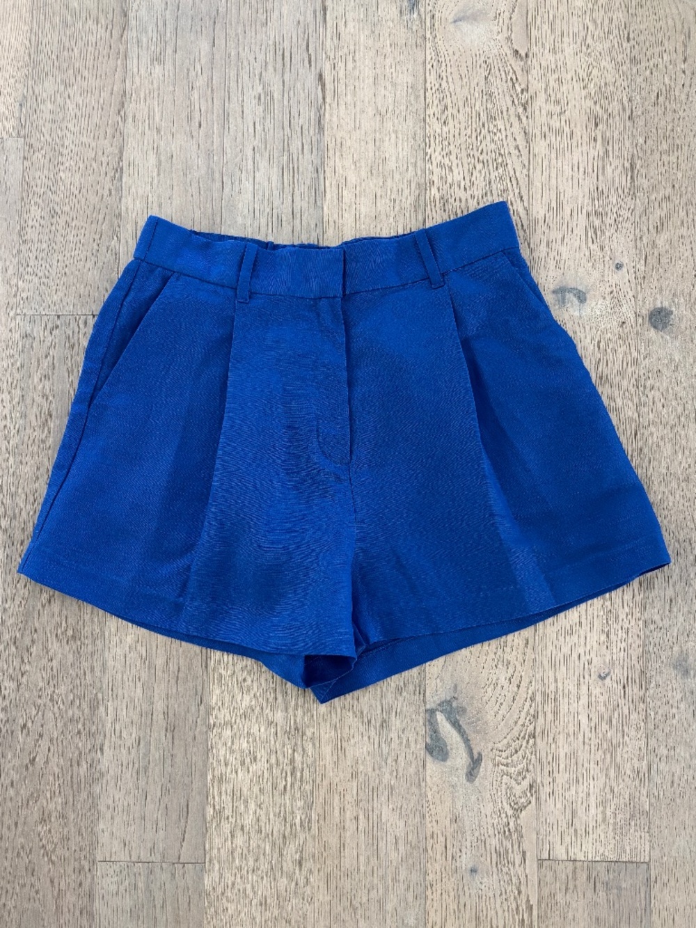 H&M Linen Blend Pleated Shorts - Blue Size 10 - Picture 2 of 10